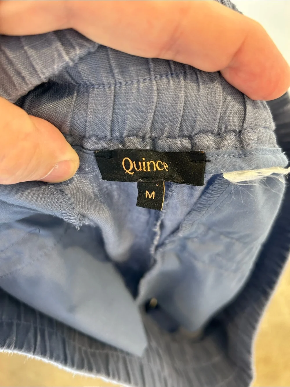 Quince Women’s Blue Drawstring Linen-Blend Pants Size M